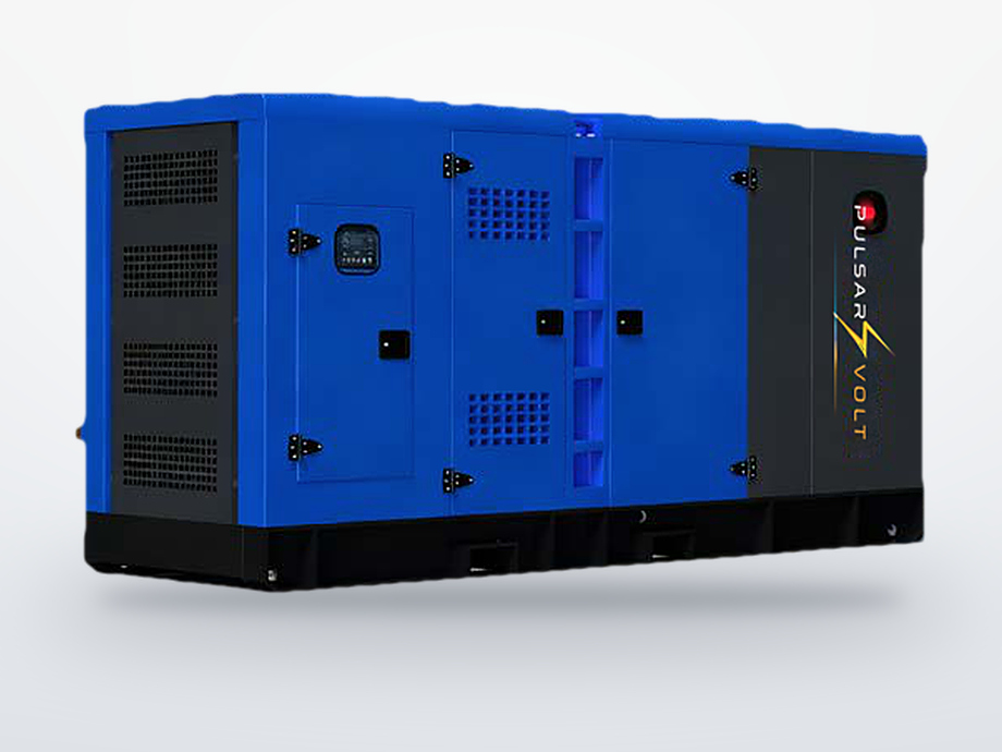 Industrial 125 kVA generator, blue soundproof canopy